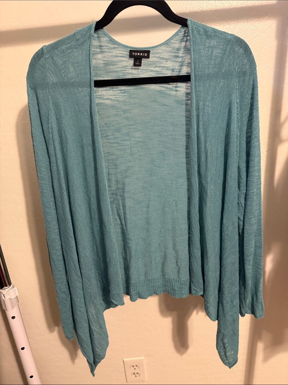 torrid Aqua Open-Front Lightweight Draped Cardigan